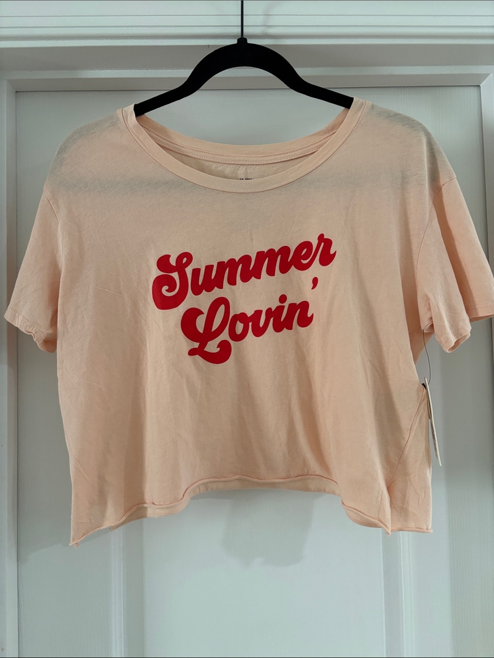 Billabong Peach Crop Tee with Red "Summer Lovin'" Graphic - Women